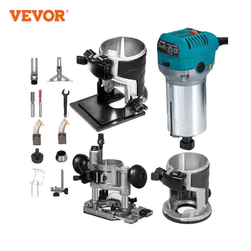 VEVOR Wood Router Wood Trimmer Machine Electric Hand Trimmer 30000RPM Power Carpentry Tool Woodworking Trimming Grooving Carving