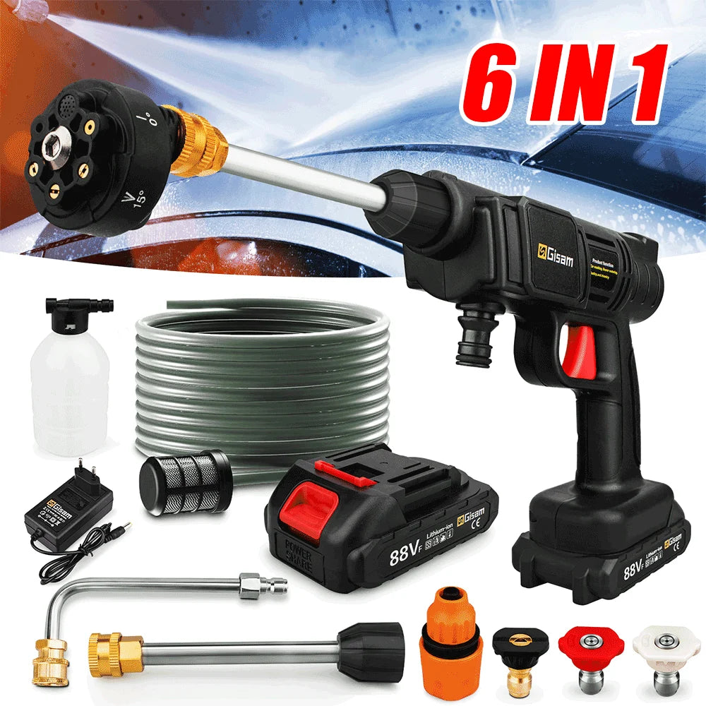 Electric High Pressure Washer Gun 6 In 1 Cordless Car Washing Spray Gun for Makita 18V Battery Garden Cleaning Gun Power Tool