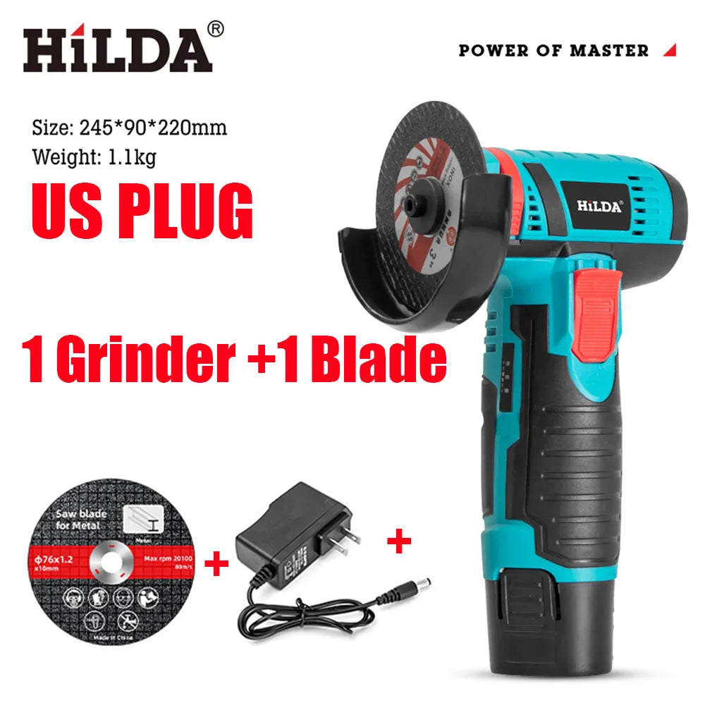 12V Cordless Polishing Machine 19500RPM 300W Cut-Off/Angle Grinder 2000mah Power Grinder Grinding Tool Rechargeable Power Tool