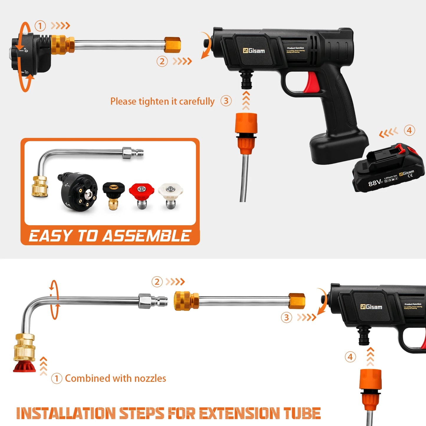 Electric High Pressure Washer Gun 6 In 1 Cordless Car Washing Spray Gun for Makita 18V Battery Garden Cleaning Gun Power Tool