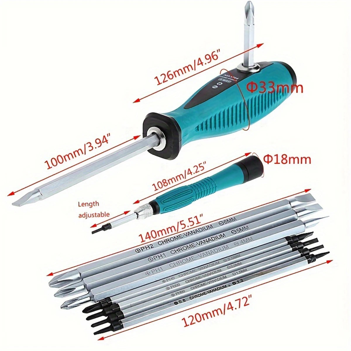 10 pcs Slotted Screwdriver Set,Magnetic