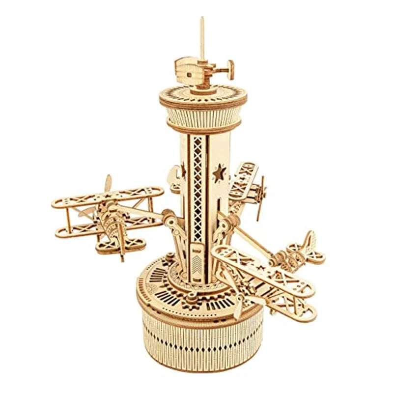 3D Wooden Puzzles for Adults Airplane-Control Tower