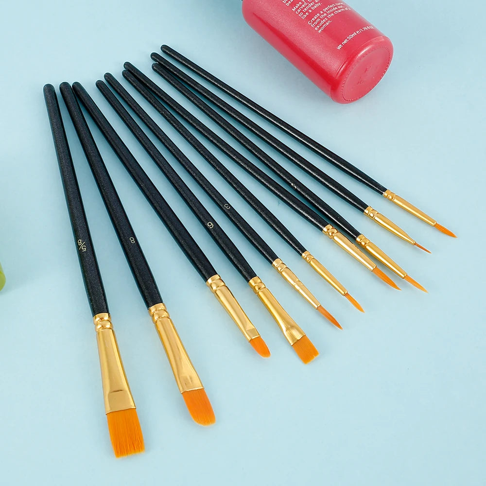 Artist Paint Brush Set High Quality Nylon Hair Watercolor Acrylic Oil Brush Painting Art Supplies Stationery