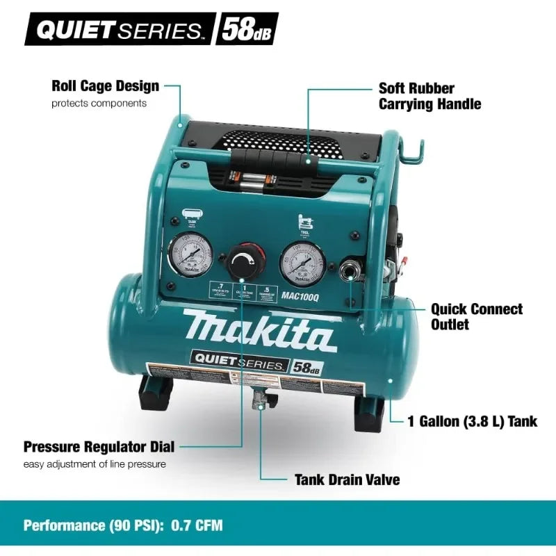 Makita MAC100Q Quiet  Compact, Oil-Free, Electric Air Compressor