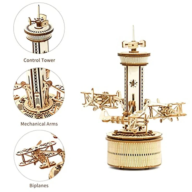 3D Wooden Puzzles for Adults Airplane-Control Tower