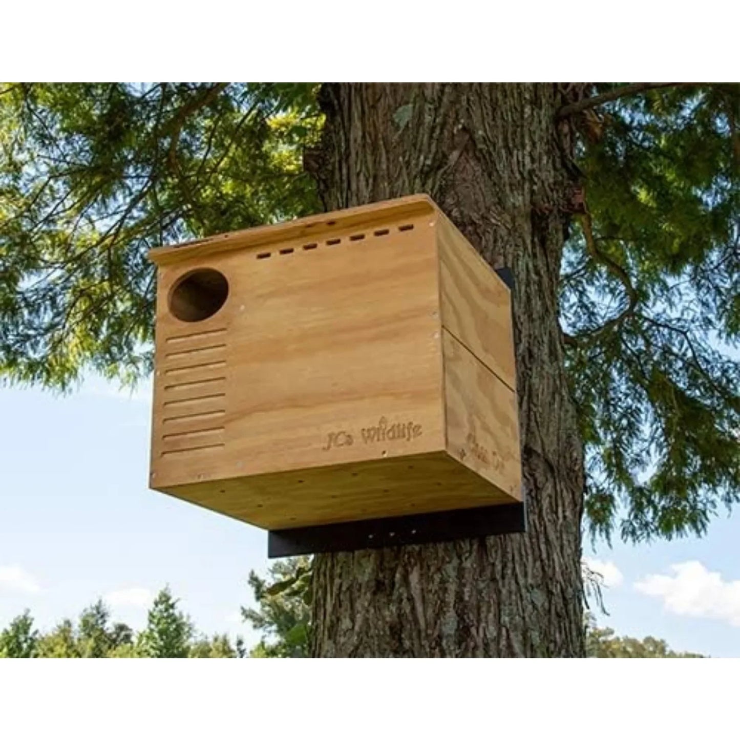 US Wildlife Barn Owl Nesting Box Large House Crafted - Exterior Grade Treated Plywood，Dedicated Clean Out Door for Easy Cleaning