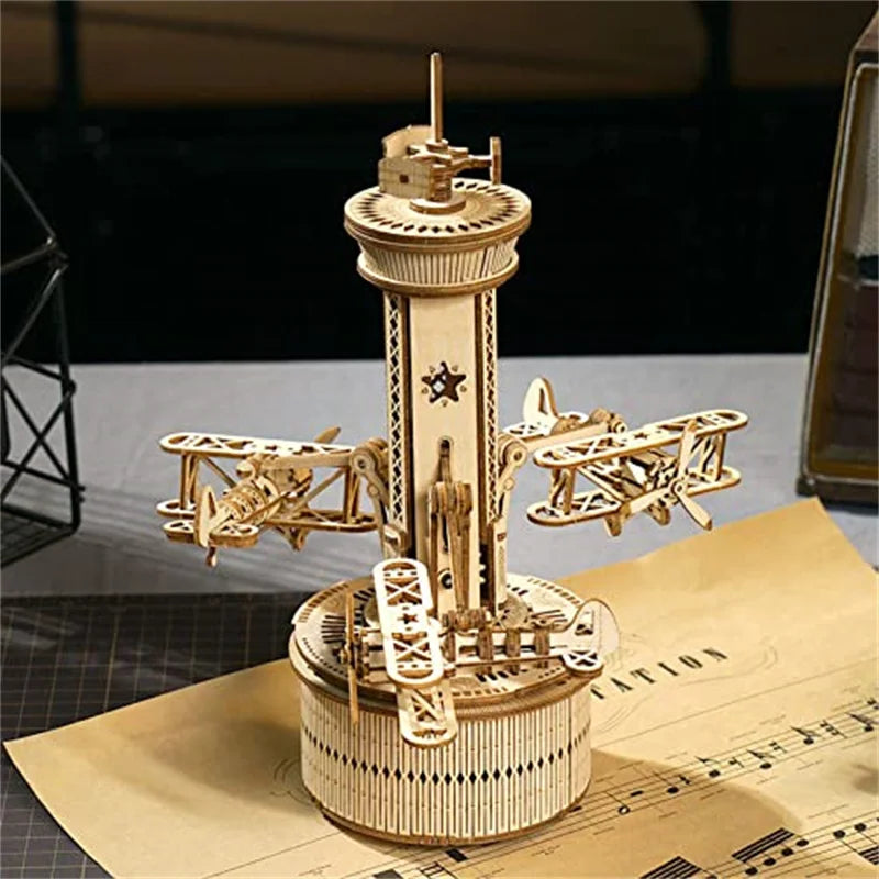 3D Wooden Puzzles for Adults Airplane-Control Tower