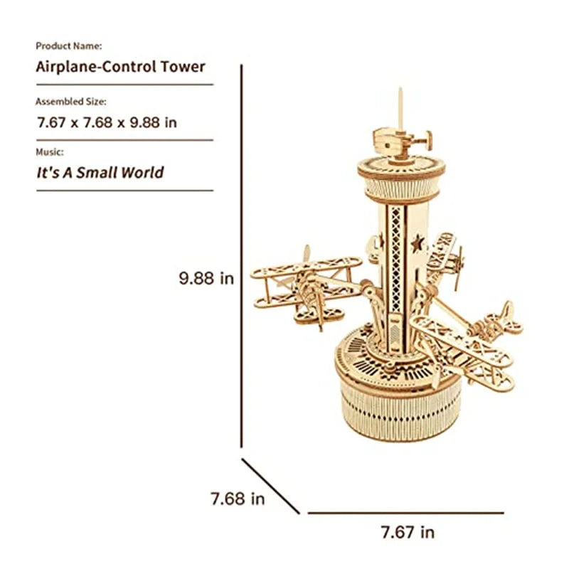 3D Wooden Puzzles for Adults Airplane-Control Tower