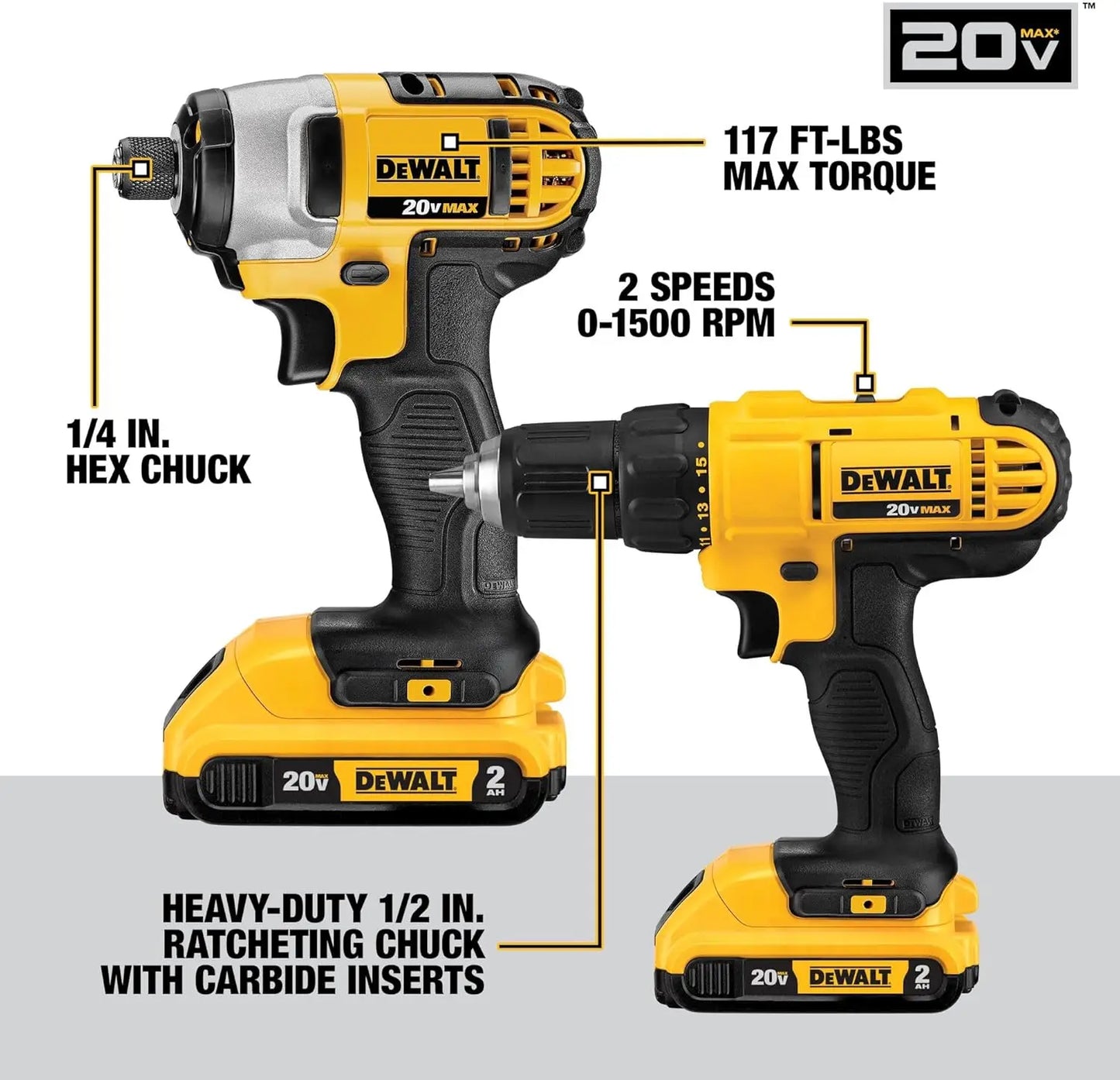 20V MAX Power Tool Combo Kit, 10-Tool Cordless Power Tool Set with 2 Batteries and Charger (DCK1020D2)