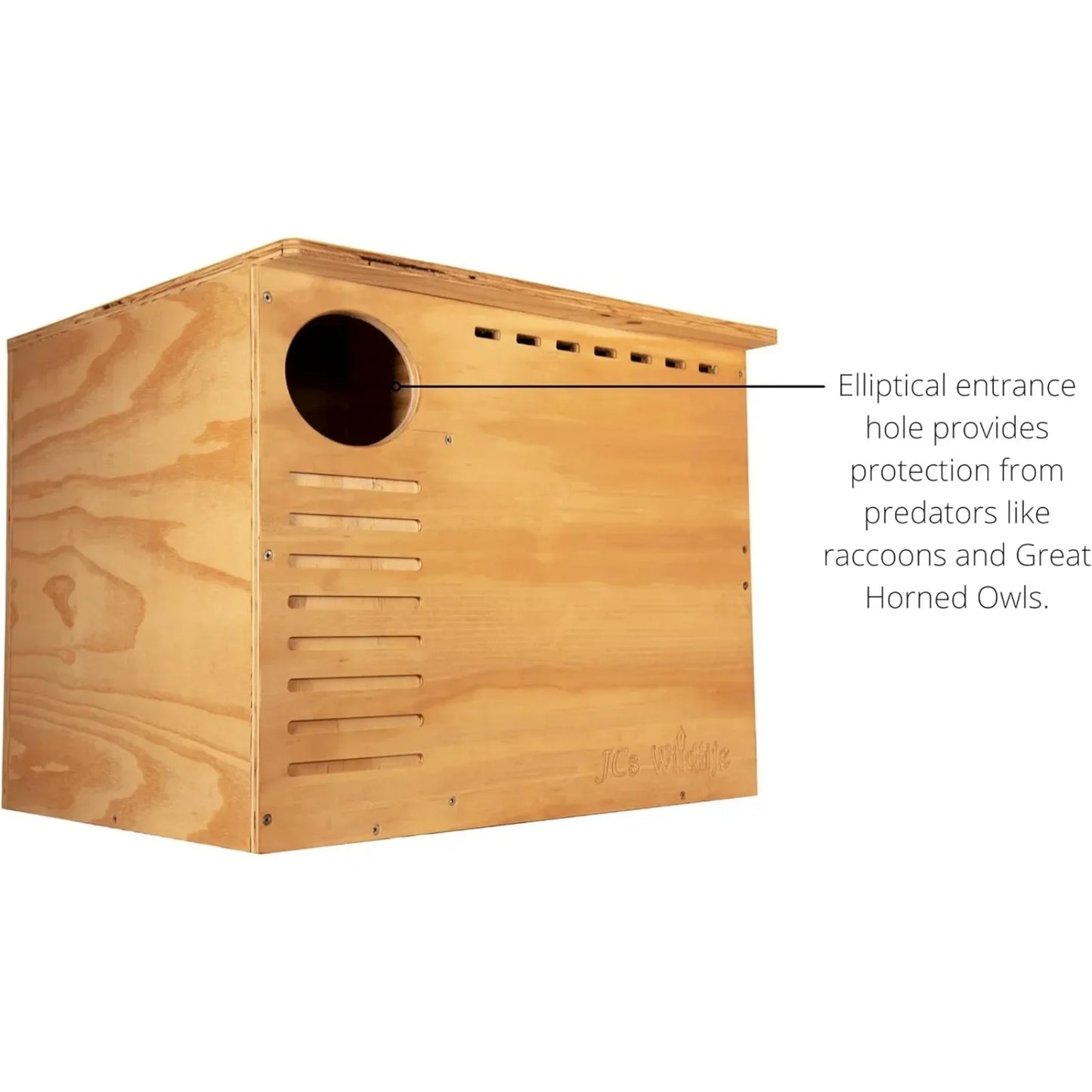 US Wildlife Barn Owl Nesting Box Large House Crafted - Exterior Grade Treated Plywood，Dedicated Clean Out Door for Easy Cleaning