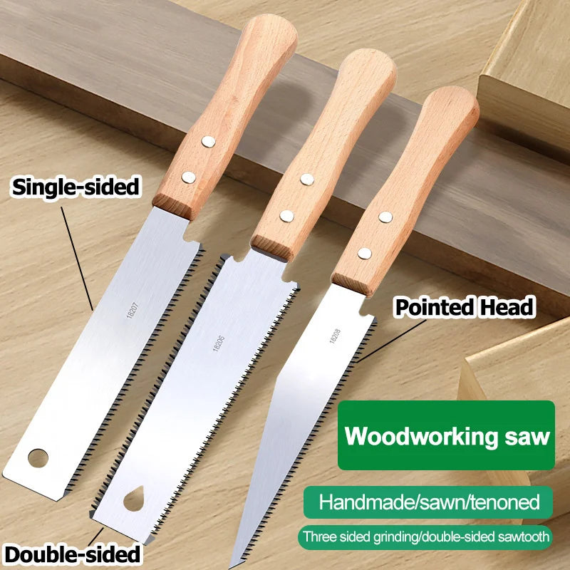 Japanese Style Hand Saw Single/Double Sided Fine Tooth Wood Saw SK5 Steel Flexible Hand Saw Garden Hand Tool for Woodworking