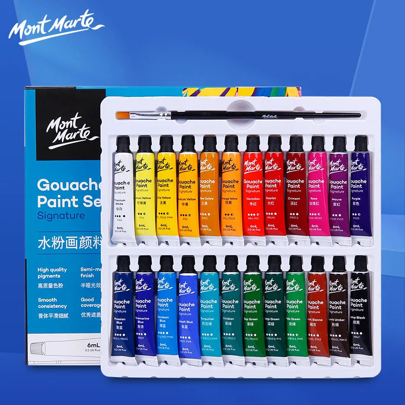 Gouache Paint Set 6ml Tubes - vivid colors