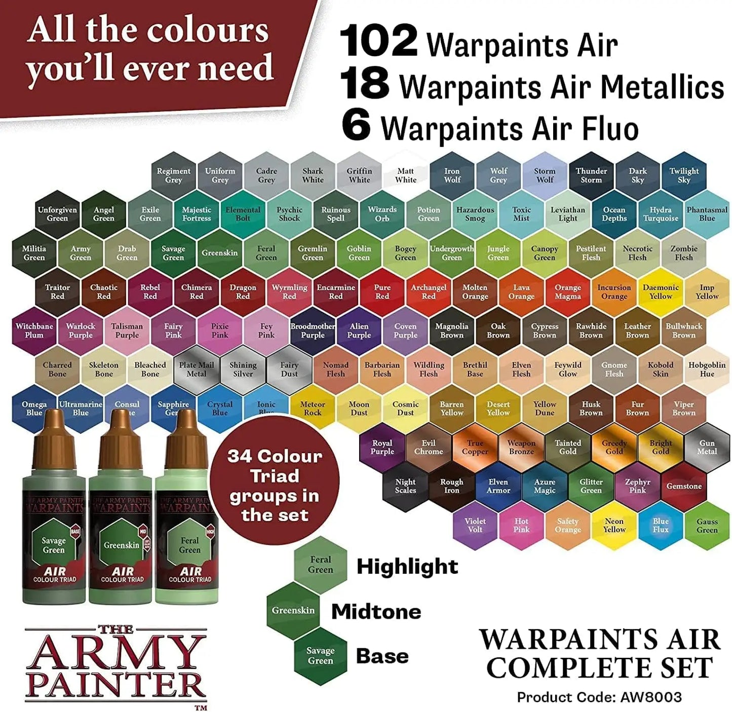 The Army Painter Complete Airbrush Paint Set Combo